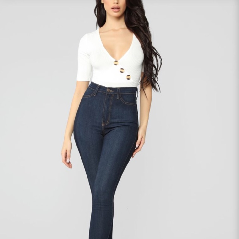Ivory Button Bodysuit - Picture 3 of 6